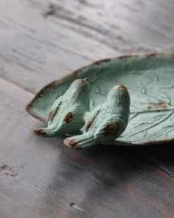 Blad Met 3 Vogeltjes Als Schaaltje In Antiek Turkoois -Woondecoratie blad met 3 vogeltjes als schaaltje in antiek turkoois 4