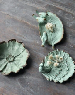 Blad Met 3 Vogeltjes Als Schaaltje In Antiek Turkoois -Woondecoratie blad met 3 vogeltjes als schaaltje in antiek turkoois 5