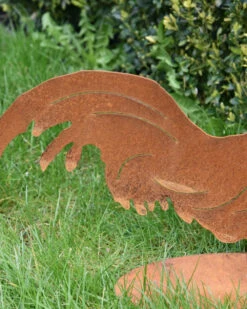 Ecoroest Silhouet Haan Met Sierlijke Staart -Woondecoratie ecoroest silhouet haan met sierlijke staart 1 2