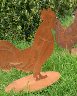 Ecoroest Silhouet Haan Met Sierlijke Staart -Woondecoratie ecoroest silhouet haan met sierlijke staart 1 3