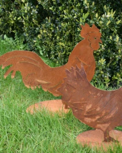 Ecoroest Silhouet Haan Met Sierlijke Staart -Woondecoratie ecoroest silhouet haan met sierlijke staart 1 4