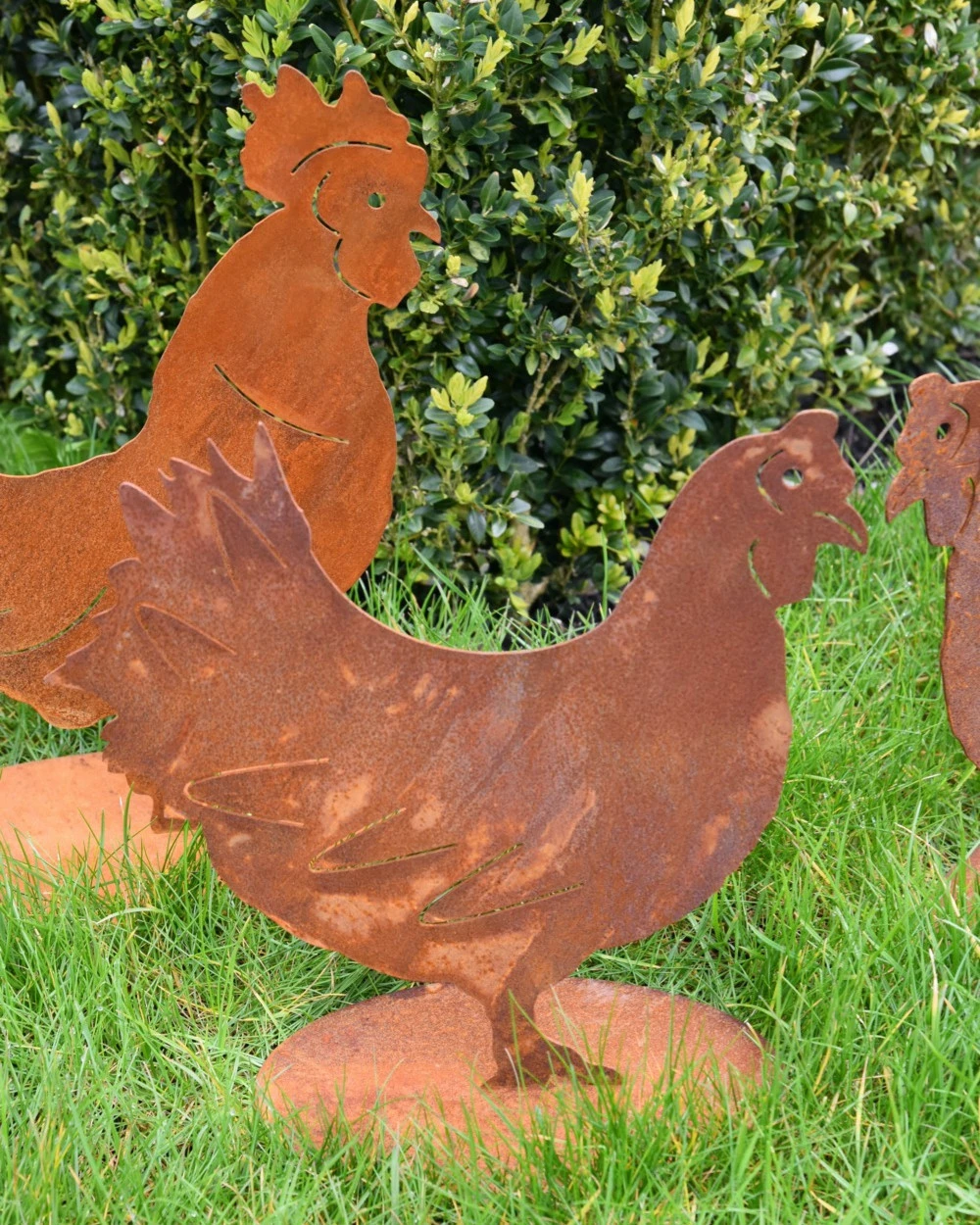 Ecoroest Silhouet Kip Tuindecoratie 4 Ecoroest Silhouet Kip Tuindecoratie - Afbeelding 2