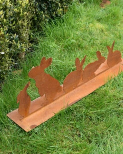 Ecoroest Tuindecoratie Met 5 Verschillende Konijnen Op Een Rij -Woondecoratie ecoroest tuindecoratie met 5 verschillende konijnen op een rij 3