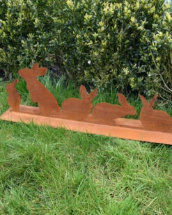 Ecoroest Tuindecoratie Met 5 Verschillende Konijnen Op Een Rij -Woondecoratie ecoroest tuindecoratie met 5 verschillende konijnen op een rij 5