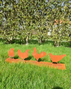 Familie Kip Met Haan Ecoroest Tuindecoratie -Woondecoratie familie kip met haan ecoroest tuindecoratie 3