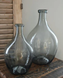 Glazen Ballon Vaas Met Grijze Gloed, IB Laursen 15 Glazen Ballon Vaas Met Grijze Gloed, IB Laursen -Woondecoratie glazen ballon vaas met grijze gloed groot ib laursen 6