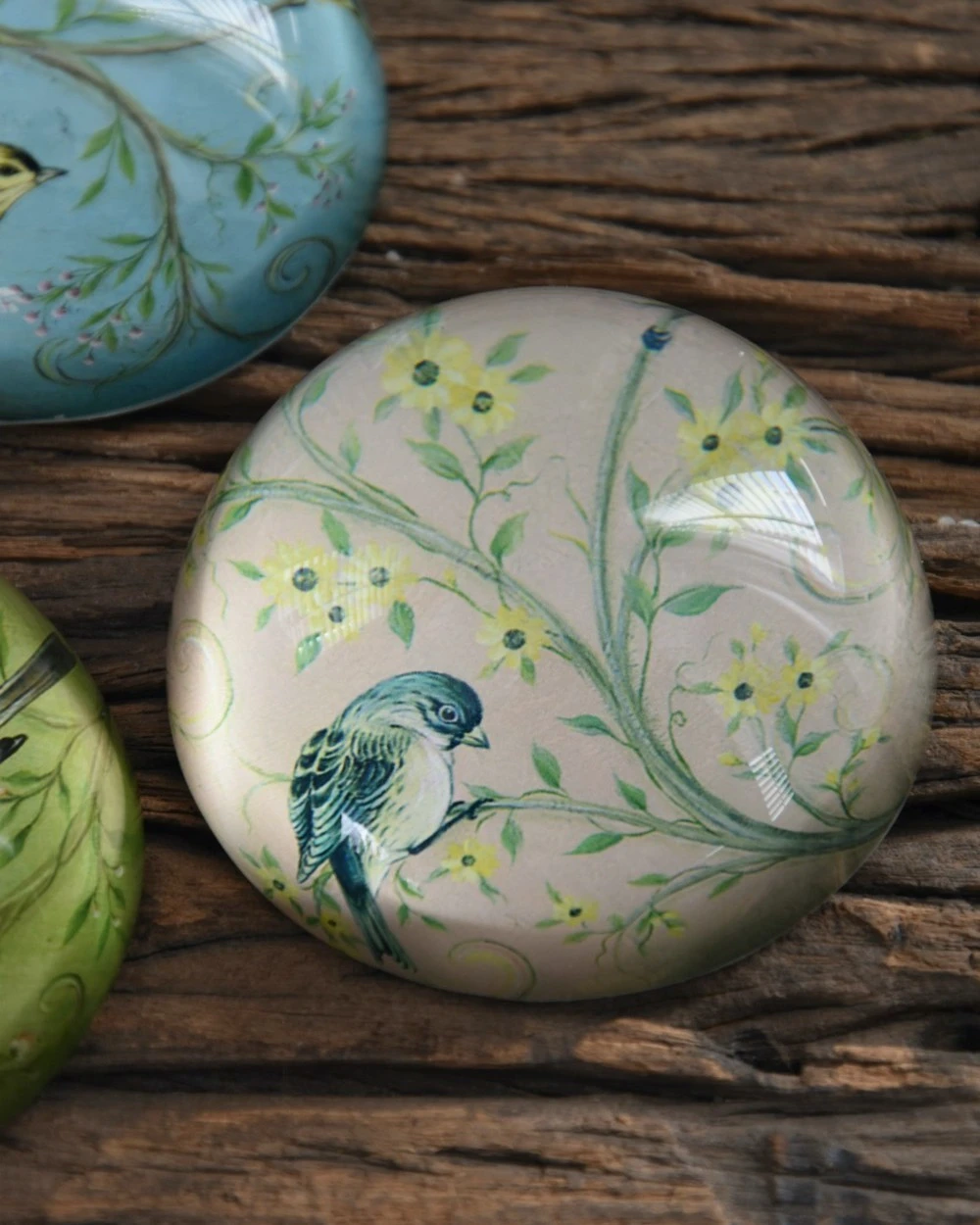 Halve Bol Van Glas Met Vogels In Pastel 6 Halve Bol Van Glas Met Vogels In Pastel - Afbeelding 4