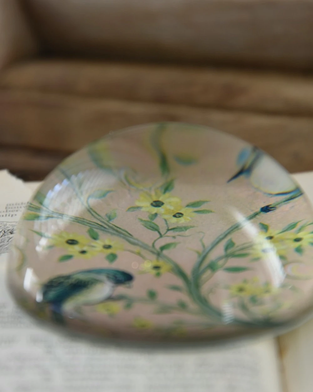 Halve Bol Van Glas Met Vogels In Pastel 7 Halve Bol Van Glas Met Vogels In Pastel - Afbeelding 5