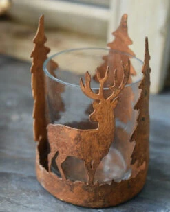 Hert En Bomen Theelicht Roestbruin, IB Laursen -Woondecoratie hert en bomen theelicht roestbruin ib laursen 2