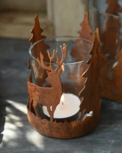 Hert En Bomen Theelicht Roestbruin, IB Laursen -Woondecoratie hert en bomen theelicht roestbruin ib laursen 4