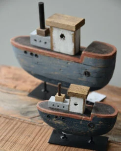 Houten Schip Op Metalen Standaard Handgeschilderd Blauw Groot, IB Laursen -Woondecoratie houten schip op metalen standaard handgeschilderd blauw groot ib laursen 4