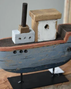 Houten Schip Op Metalen Standaard Handgeschilderd Blauw Groot, IB Laursen -Woondecoratie houten schip op metalen standaard handgeschilderd blauw groot ib laursen 6