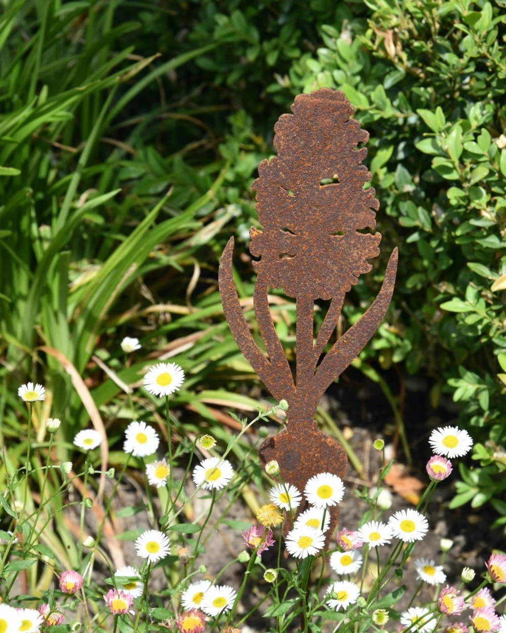 Hyacint Met Bol Op Prikker, Metaal Roest 6 Hyacint Met Bol Op Prikker, Metaal Roest - Afbeelding 5