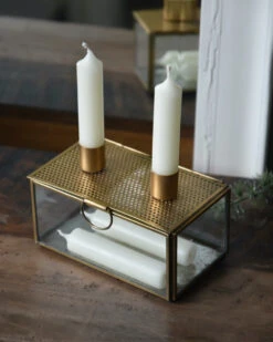 Kandelaar Kistje Antiek Look Metaal Glas, IB Laursen -Woondecoratie kandelaar kistje antiek look metaal glas ib laursen 3