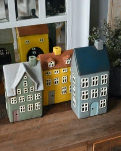 Keramiek Theelicht Huis Nyhavn In Zee Blauw, IB Laursen -Woondecoratie keramiek theelicht pakhuis nyhavn in zee blauw ib laursen 2