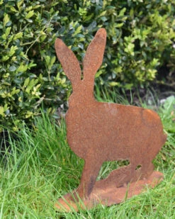 Konijn Met Gespitste Oren, Ecoroest Tuindecoratie -Woondecoratie konijn met gespitste oren ecoroest tuindecoratie 2