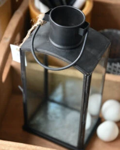 Lantaarn Metaal Zwart En Glas Met Hengsel, IB Laursen