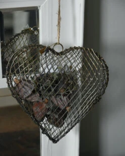 Metalen Draad Hart Antiek Look Met Touw Vulbaar, IB Laursen -Woondecoratie metalen draad hart antiek look met touw vulbaar ib laursen 2