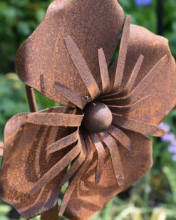 Metalen Tuinsteker Roestbloem Anemoon -Woondecoratie metalen tuinsteker roestbloem anemoon 5