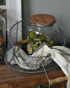 Ovale Flexibele Draadmand Met Houten Hengsels, IB Laursen -Woondecoratie ovale flexibele draadmand met houten hengsels ib laursen 3