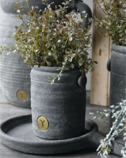 Pot Met Twee Dop Oortjes Vintage Grijs Klein, Brynxz