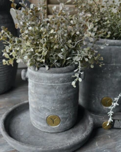 Pot Met Twee Dop Oortjes Vintage Grijs Klein, Brynxz -Woondecoratie pot met twee dop oortjes vintage grijs klein brynxz 5