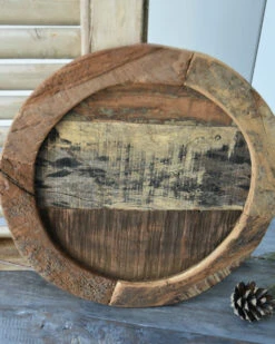 Ronde Oud Houten Plateau, IB Laursen -Woondecoratie ronde oud houten plateau unique ib laursen 2
