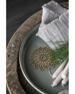 Ronde Tray Grijs Met Antiek Gouden Buitenkant, IB Laursen -Woondecoratie ronde tray grijs met antiek gouden buitenkant ib laursen 3