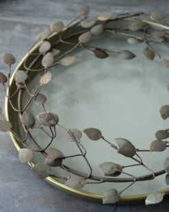 Ronde Tray Grijs Met Antiek Gouden Buitenkant, IB Laursen -Woondecoratie ronde tray grijs met antiek gouden buitenkant ib laursen 5