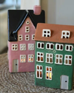 Theelicht Pakhuis Nyhavn Roze Met Zwart Dak, IB Laursen -Woondecoratie theelicht pakhuis nyhavn roze met zwart dak ib laursen 3