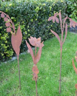 Tulp Op Prikker, Metaal Roest -Woondecoratie tulp op prikker metaal roest 4