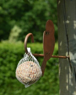 Vogel Voederhaak Van Metaal Met Musje -Woondecoratie vogel voederhaak van metaal met musje 4