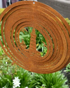 Wind Vanger Rond Vuurtoren Met Bootje En Meeuwen Ecoroest -Woondecoratie wind vanger rond vuurtoren met bootje en meeuwen ecoroest 2