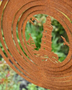 Wind Vanger Rond Vuurtoren Met Bootje En Meeuwen Ecoroest -Woondecoratie wind vanger rond vuurtoren met bootje en meeuwen ecoroest 4