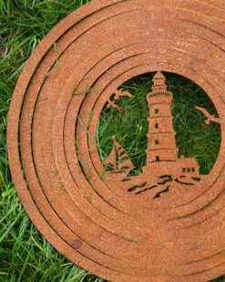 Wind Vanger Rond Vuurtoren Met Bootje En Meeuwen Ecoroest -Woondecoratie wind vanger rond vuurtoren met bootje en meeuwen ecoroest 5