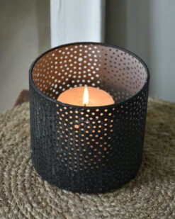 Windlicht Van Metaal Met Ronde Gaatjes Cirkel Patroon -Woondecoratie windlicht van metaal met ronde gaatjes cirkel patroon 4