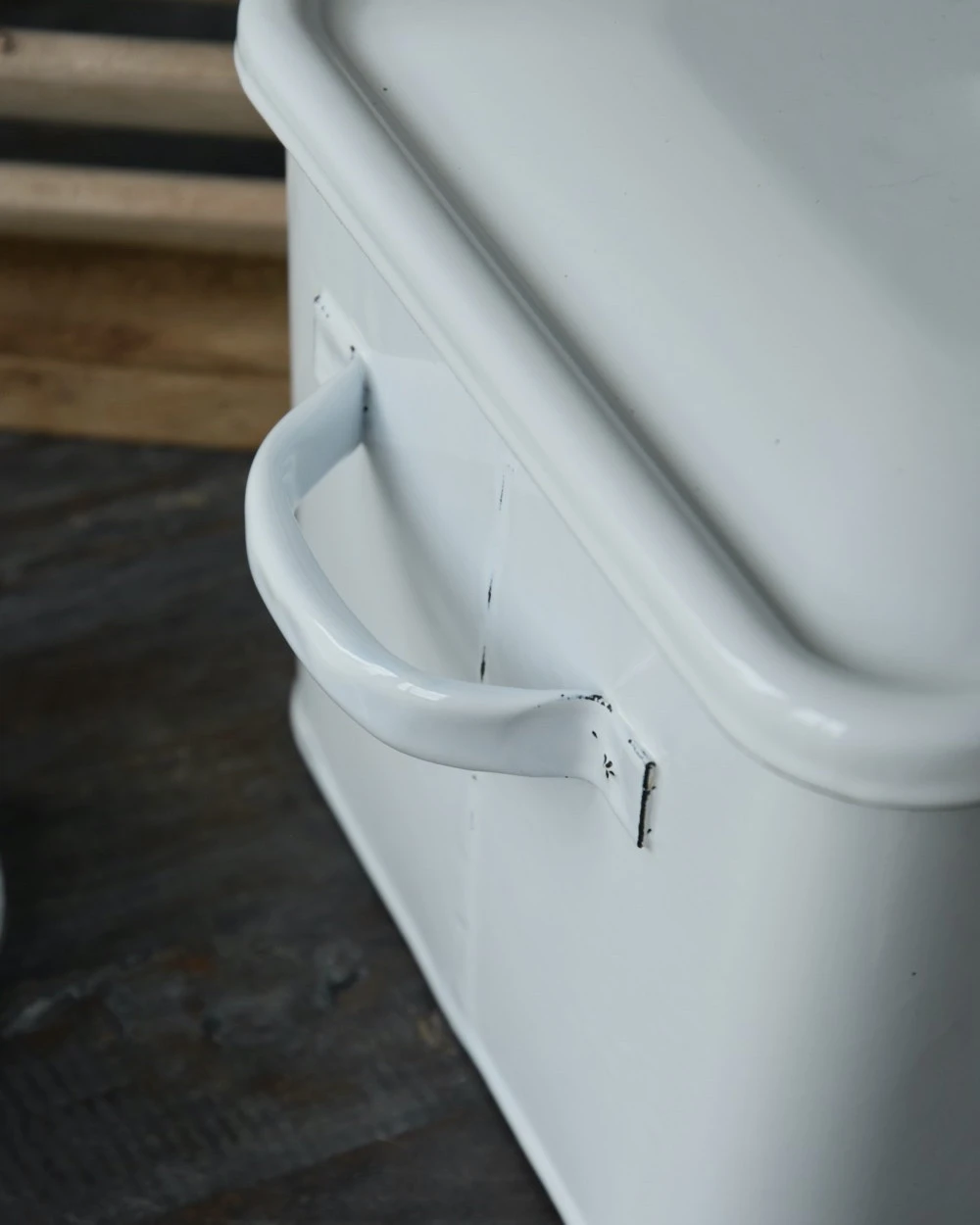 Wit Emaille Brood Trommel Met Oren En Deksel, IB Laursen 6 Wit Emaille Brood Trommel Met Oren En Deksel, IB Laursen - Afbeelding 4