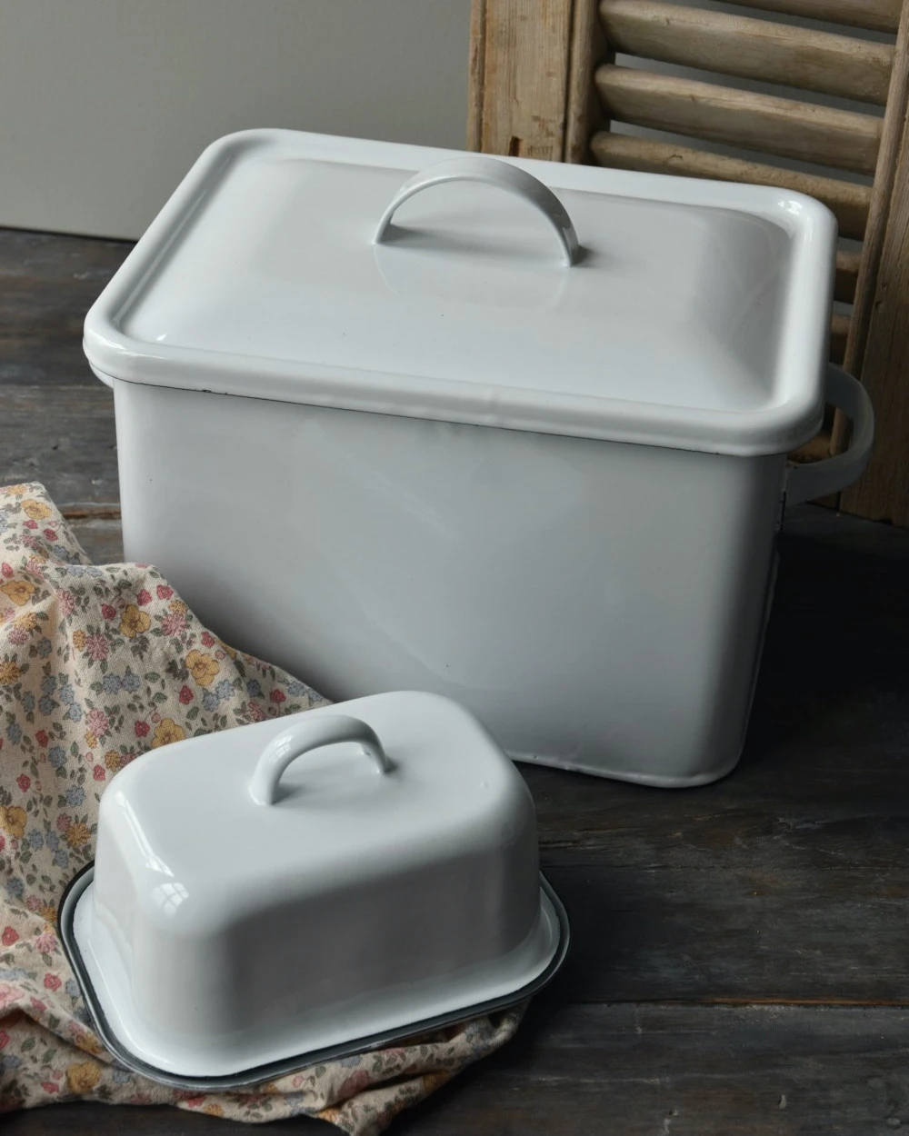 Wit Emaille Brood Trommel Met Oren En Deksel, IB Laursen 8 Wit Emaille Brood Trommel Met Oren En Deksel, IB Laursen - Afbeelding 6