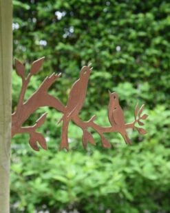 Zingende Vogels Op Bladertak, Ecoroest -Woondecoratie zingende vogels op bladertak ecoroest 2