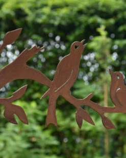 Zingende Vogels Op Bladertak, Ecoroest -Woondecoratie zingende vogels op bladertak ecoroest 3