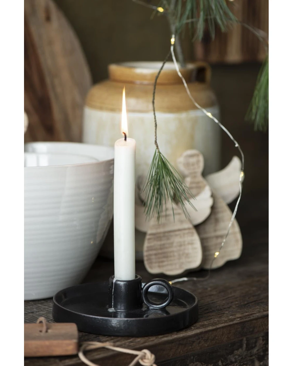 Zwarte Aardewerk Kandelaar Met Oor, IB Laursen 8 Zwarte Aardewerk Kandelaar Met Oor, IB Laursen - Afbeelding 6