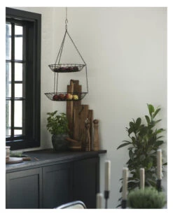 Zwarte Draadmand Etagère Hangend, IB Laursen -Woondecoratie zwarte draadmand etagere hangend ib laursen 2